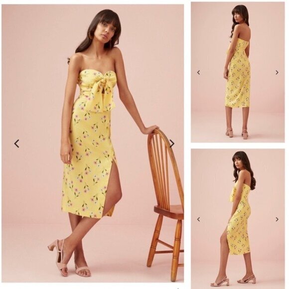 Finders Keepers Dress NWT Lemoncello Midi Strapless Dress new 8 - Picture 4 of 12